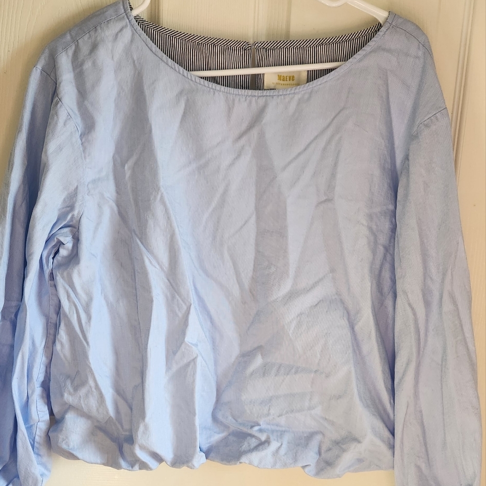 Maeve by Anthropologie Size M Blue/white Striped shirt